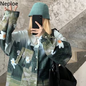 Neploe Harajuku Blusas Vintage Mulheres Fashion Coreano Camisas Chic Impressão Blusas Oversized Outwear BF Streetwear Blusa Tops 210422