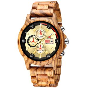 Mäns Träklockor Lyx Lysande Multifunktion Träklocka Män Quartz Watch Fashion Sport Timepieces Relogio