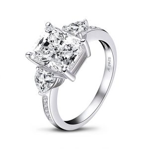 925 Sterling Band Rings Silver Big Diamond Rings for Women Jewelry Female Wedding