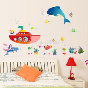 arrival Home decor The dolphin Mermaid ship bedroom/parlour Background wall sticker 210420