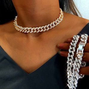 Choucong Hip Hop Bling Chains Jewelry Mens Gold Sier Miami Cuban Link Chain Nglaces Diamond Crystal Iced Out Chian Women Men Netlace Gift