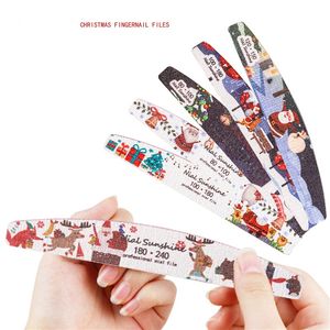 Christmas Theme Printed Nail File Washable Double-sided Polishing Strip Nails Buffer 80/100/150/180/240 Professional Manicure Tools