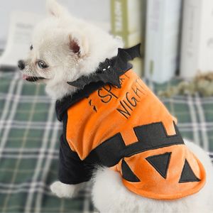 Dog Odzież Dogs Kot Halloween Dynia Nietoperz Kształt Kostium Pet Cosplay Kostiumy Puppy Ciepłe Stroje Fleece Hoodie Zwierząt Jesień Zimowe Odzież XL