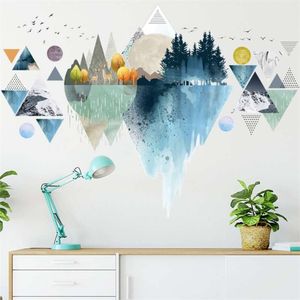 Nordic Ins Style Triangle Dreamy Mountain Wall Stickers Vardagsrum Sovrum Vinyl Väggdekaler Kreativ heminredning 210929