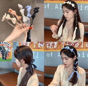 Acessórios de cabelo versátil garota / lady cabelo jóias headband arar arco trançado cabelo mistura cor tecido arte esponja quebrada flor fita