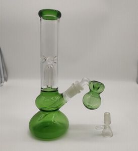 28CM 10Inch Heady Bong Hookah Green Glass with Ashcatcher Slim Bong Water Pipe Smoking Bongs Tobacco Bubbler Smoke Pipes Bongs Bottles