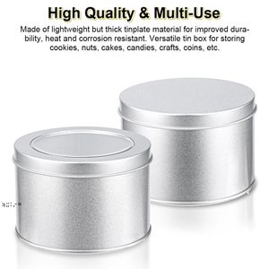 Wholesale clear top gift boxes resale online - Empty Round Metal Tin Cans Containers Gift Boxes with Clear Top Window Lid Travel Storage for Kitchen RRD11825