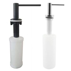 Dispenser di sapone liquido Lavello da cucina da 300 ml Dispenser di lozione detergente in ABS nero Testa in acciaio inossidabile 304