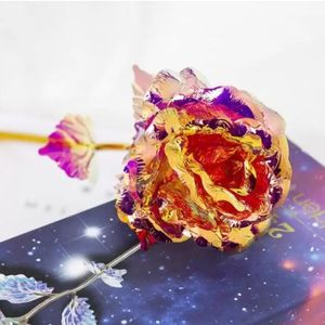 Stock Flowers Christmas Gift 24k Gold Foil Plated Rose Creative Lasts Forever Roses for Valentine Day Gifts Xu