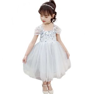 Dresses For Girls Floral Princess Kids Embroidery Kid Mesh Clothes 6 8 10 12 14 210528