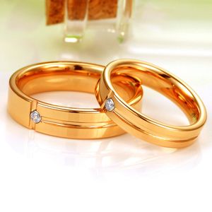 Wholesale proposal rings for sale - Group buy Tungsten Plated k Gold Inlaid Diamond Couple Steel Ring Simple Fashion Korean Valentine s Day Proposal KF5Y