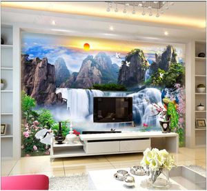 Papel de parede de fotos personalizadas para paredes 3d murais bonitos paisagem mural alta montanha cachoeira sala de estar tv fundo wall papers