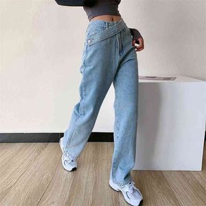 Gooplus джинсы женские широкие брюки ноги мама чёркий синий синий высокая талия женские брюки панталоны Spodnie damskie c10796 210922