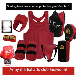 Conjunto completo de Sanda Protective Engrenagem Adulto Crianças Artes Martiais Lutando Boxe Equipamento de Treinamento Real Terno de Combate Elbow Joelho Almofadas