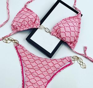 Sexy Damen-Badeanzüge, Sommer, atmungsaktiv, 2-teilig, Bikinis mit Buchstaben, Bademode, Strandanzug für Frauen und Mädchen, rückenfreier Badeanzug 2020