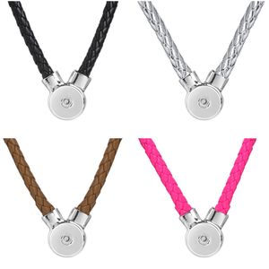 New Fashion Snap button Necklace PU Leather Snap Pendant Necklace fit 18mm Snap Jewelry Magnet Clasp Pendant Necklaces ZG529 Y0301