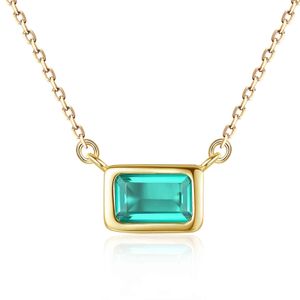 Czcity kvinnor sterling sier guld pläterad kedja länk dign halsband med himmel blå fyrkant pendant smycken