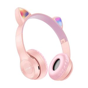 Cute Cat Ear Auricolari Bluetooth senza fili Cuffie per microfono da gioco per computer Cuffie portatili pieghevoli montate sulla testa multicolore