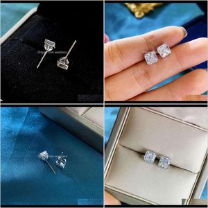 Charm Jewelry Drop Delivery Hbp Luxury 2021 Selling 925 Sterling Sier 5A Zircon Fashion Elegant Short Geometric Small Fragrance Earrings Rr8T