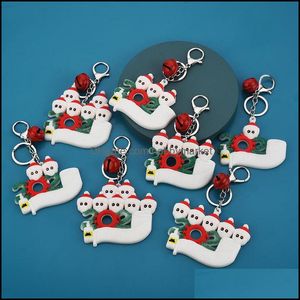 Nyckelringar smycken 2021 mode keychain julgran hängande mjuk plast mask liten snögubbe gåva släpp leverans z1vyu