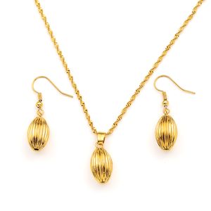 SOLID 18K YELLOW GOLD FILLED PENDANT EARRINGS Necklace OVAL Exquisite ball FINELY WORKED, BRIGHT MADE IN ITALY