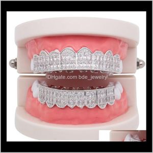 Grillz Dental Body Hip Hop Diamonds sier Gold Hiphop Tight Grillz Rhinestone Top Bottom Grills Bling Jewelry Gifts Drop Deliver
