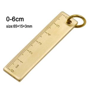 Nyckelring 6cm liten koppar linjal 3mm förtjockad mässingsmetall linjal kopparplatta utarbeta leveranser mini linjaler g1019