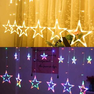 LED Stars Christmas Hanging Curtain Lights String Net Xmas Home Party Dec Wedding Decorazioni da giardino # Y5 Y0720