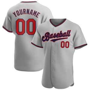 Grigio personalizzato Red-Navy-009 Authentic Baseball Jersey