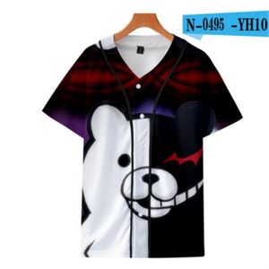 Man sommar baseball jersey knappar t-tröjor 3d tryckta streetwear tee shirts hip hop kläder bra kvalitet 056