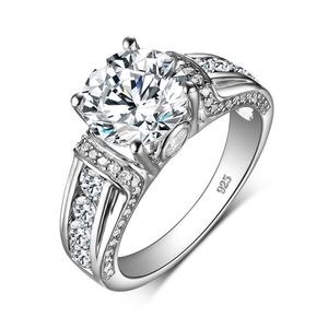 女性のためのSzjinao Real 2 S Moissanite Gemstoneの結婚指輪100％925スターリングシルバー輝く銀色の輝く約束