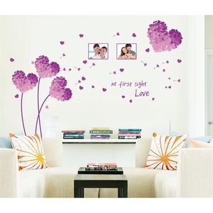 Purple grass green love can remove wall stick a bedroom a sitting room TV setting wall stickers 210420