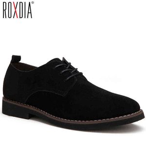 ROXDIA plus size 39-48 genuine leather men casual flats waterproof dress oxford man shoes lace up for work male loafers RXM098 H1125