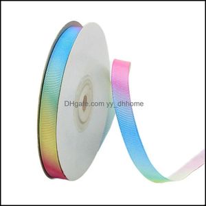 Pacote de j￳ias Exibir bolsas de joias de joias, bolsas 1 rolo 24 jardas gradiente de luz de seda poli￩ster Rainbow Colorf Grosgrain Ribbon para H