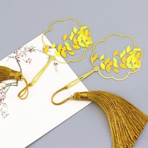 Bookmark 1pcs Sonbahar Ginkgo Metal Fan Sanat Tassel Klasik Çin Tarzı Renkli Zarif Yer İhşeleri Öğretmenleri ve Sınıf Arkadaşlarını Göndermek