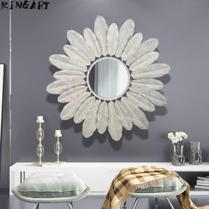 Speglar stor väggspegel metall vardagsrum dekor ram lyxig vintage dekorativt hem 46944777