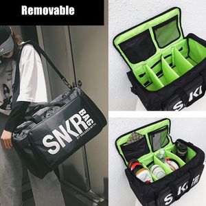 أكياس في الهواء الطلق الرجال الرجال Snkr Designer Gym Gym Fiess Bag for Shoes Compartment Cube Cube Organizer Nylon Nylon Sports Travle Duffel 957