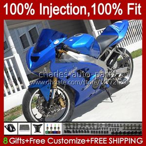 Injektionsformmissor för Kawasaki Ninja ZX-6R ZX-636 ZX 6R 600 CC 6 R ZX636 03-04 karossning 8NO.28 ZX 636 600CC ZX6R 03 04 ZX600C ZX600 2003 2004 OEM Bodys Stock Blue