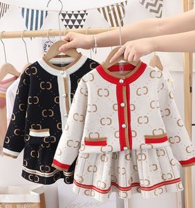 Maglione per bambini set ragazze cardigan gonna due pezzi vestito di piccoli set di abbigliamento ragazza gonne di cotone tute