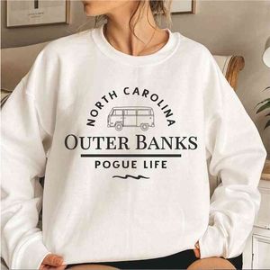 Outer Banks North Carolina Sweatshirt Pogue Life Hoodies Outer Banks Paradise på jorden Hoodie OBX CrewNeck Sweatshirts Women Top 210909