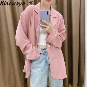 Giacca donna primavera estate rosa monopetto a maniche lunghe allentata moda casual colletto giacca giacca 210521