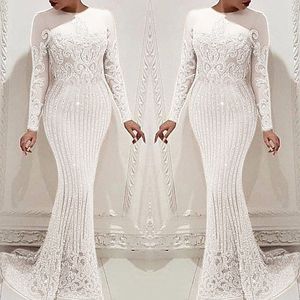 2022 White Sequined Evening Dresses Off Shoulder Long Sleeves Side Split Prom Celebrity Gowns Feather Sexy Plus Size Formal Party Dress