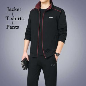 Moda Koşu Setleri Spor Takım Elbise Spor Kazak + Sweatpants Erkek Giyim 2 Parça Setleri Tracksuit Jogging Suits 211006