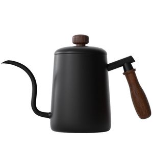 Drip Kettle 600ml Coffee Tea Pot Non-Stick Food Grade Stainless Steel Gooseneck Drip Kettle Swan Neck Thin Mouth 210408