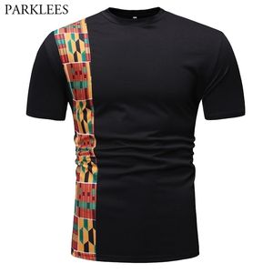 Impressão Africana Preto T-shirt Homens Marca Slim Fit O Pescoço Algodão Camisetas Mens Manga Curta Hip Hop Top Tee Camisetas Hombre 210522