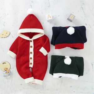 衣料品セット冬の赤ちゃんニットロンパースクリスマスの服は生まれた女の子ニットジャンプスーツ幼児男の子長袖のコットンクリスマス衣装