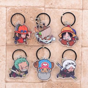 2019 One Piece Keychain Double Sided Key Chain Acrylic Pendant Anime Tillbehör Cartoon Key Ring G1019