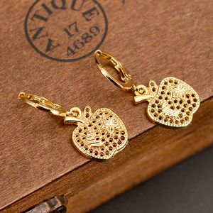 18 K Fine Yellow Solid Gold Earing Dangle Chandelier Apple Star Kolczyki Kobiety / Dziewczyny Biżuteria Prezenty Kongo