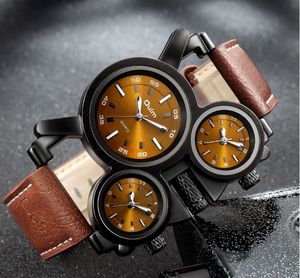 Movimento al quarzo accurato di personalità Orologi da uomo belli Super Cool Orologio da uomo con quadrante grande speciale Lancette luminose Orologi da polso con fuso orario multiplo