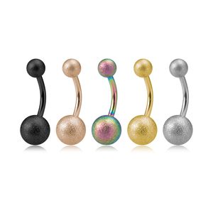 Wholesale 14g belly button rings resale online - Frosted Belly Button Rings Navel Piercing Barbell Stainless Steel Double Round Nombril Ombligo G for Woman Body Jewelry